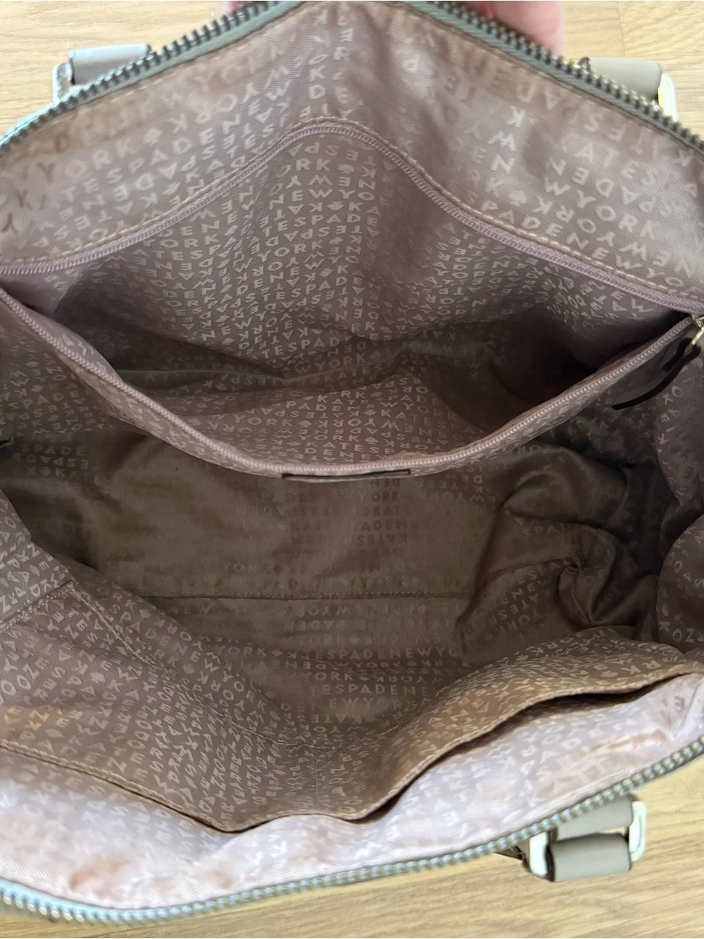 kate spade taupe leather tote